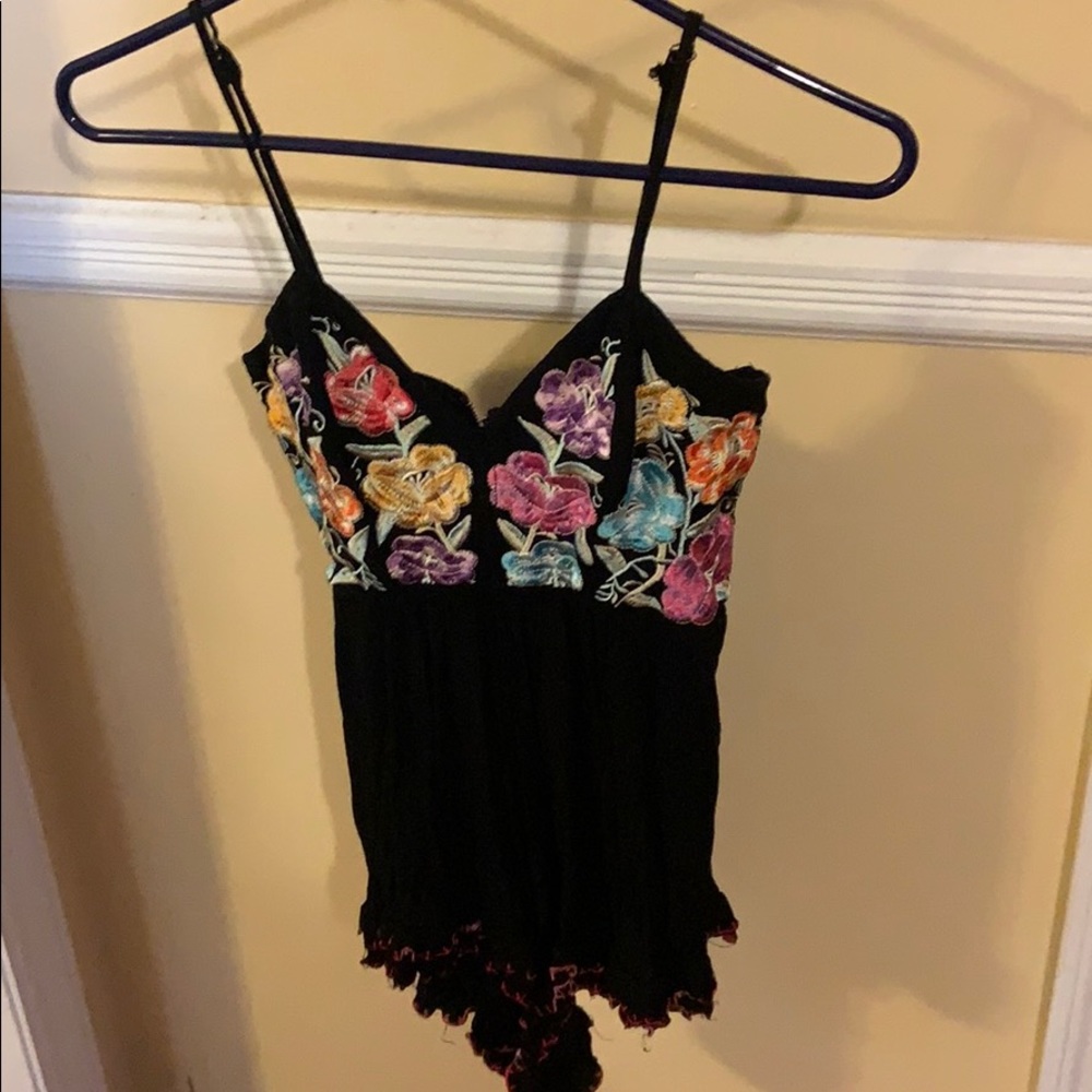 Black floral romper